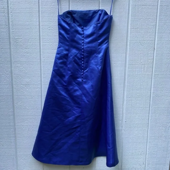 bella formals by venus formal bridesmaid strapless dress soft blue beading  prom